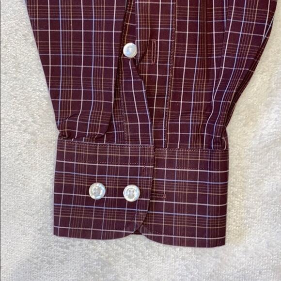 Jos. A Bank maroon plaid shirt button down shirt | Sz M - Picture 3 of 6